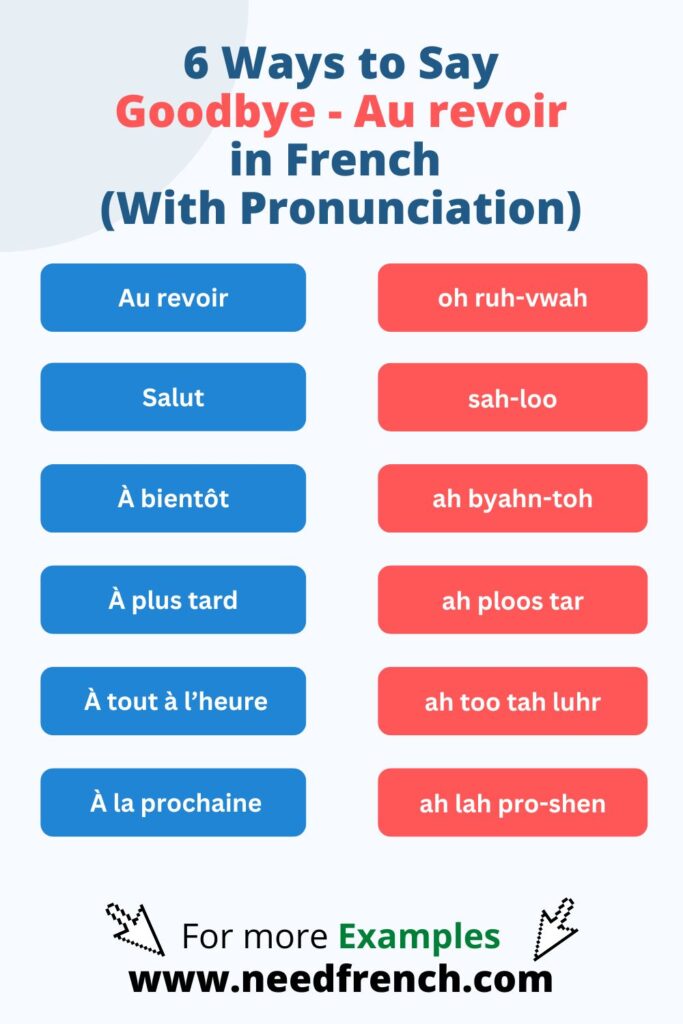 Ways to say "Au revoir" in French