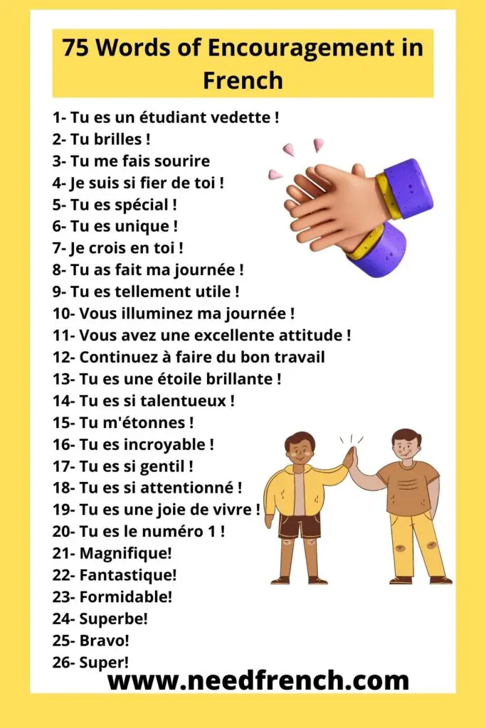 75 Words of Encouragement in French