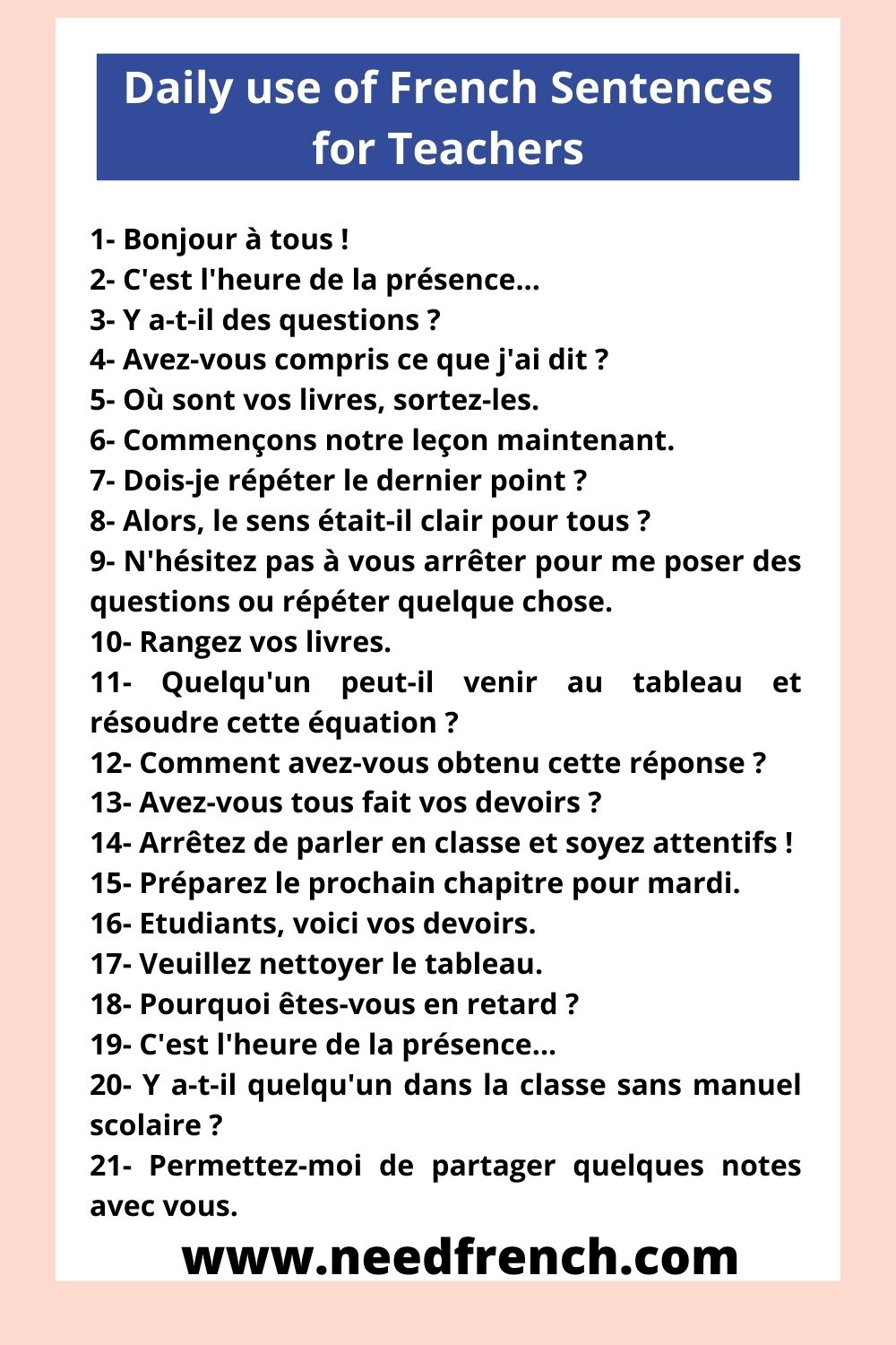 good phrases to use in french writing