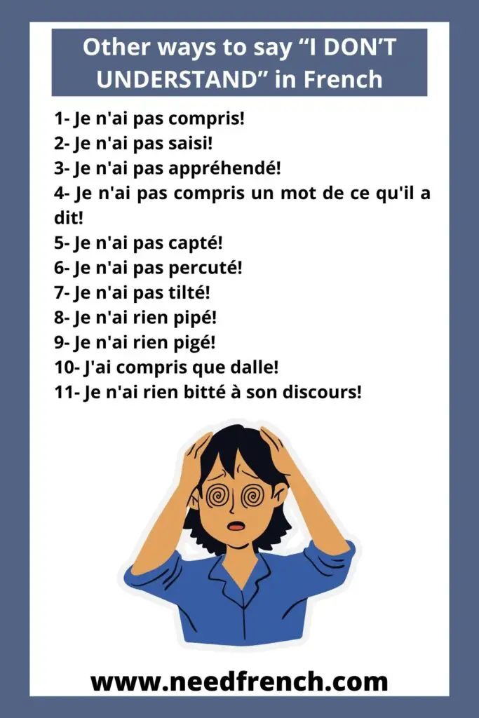 Other ways to say “I DON’T UNDERSTAND” in French “Je n’ai pas compris”