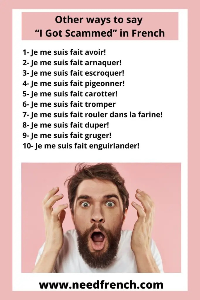 Other ways to say “I Got Scammed” in French