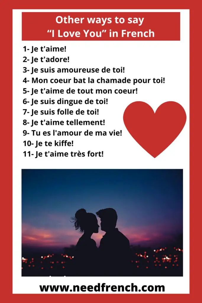 Other ways to say “I Love You” in French