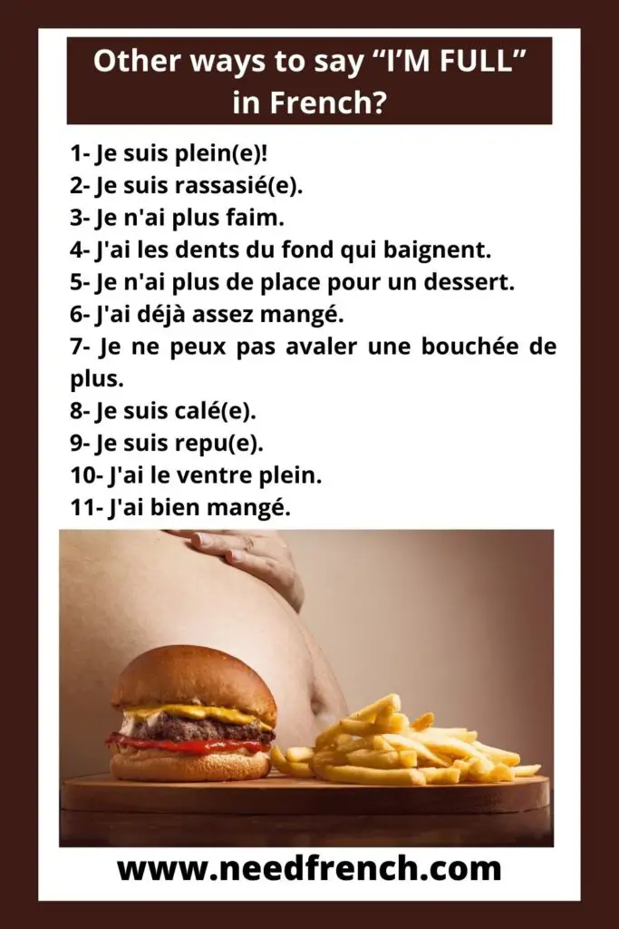 Other ways to say “I’M FULL” in French