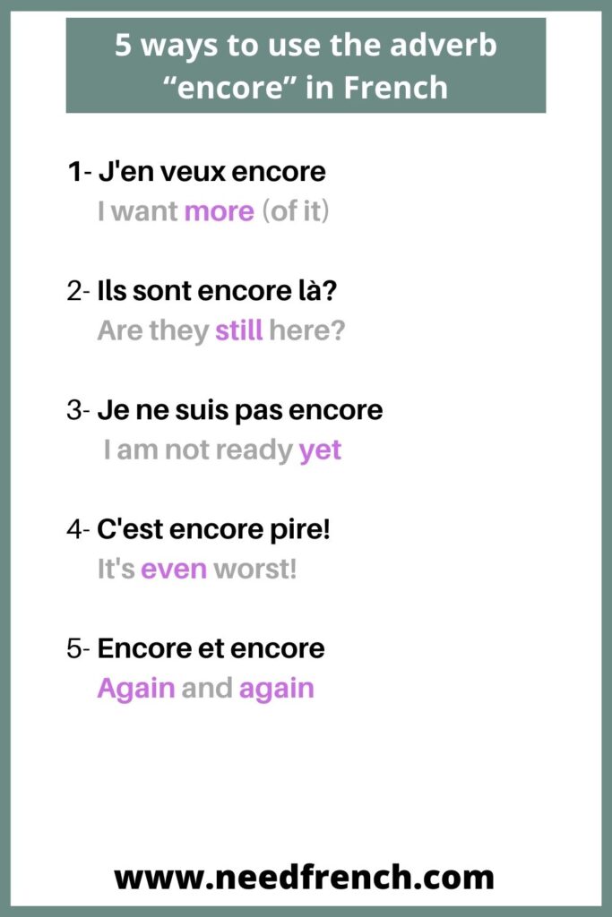 5 ways to use the adverb “encore” in French