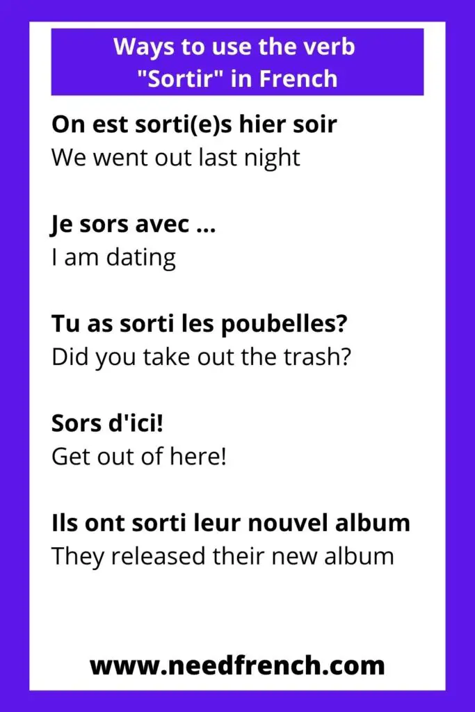 9 ways to use the verb sortir in French