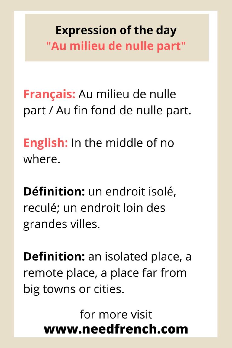 Expression "Au milieu de nulle part" in French NeedFrench