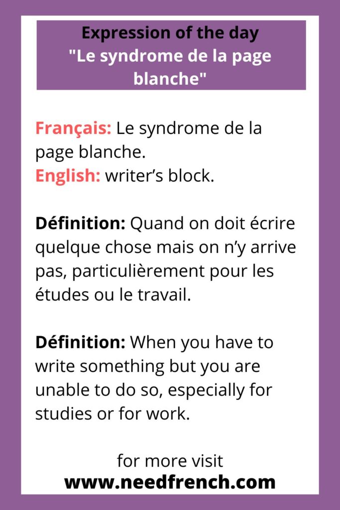 Expression of the day "Le syndrome de la page blanche"