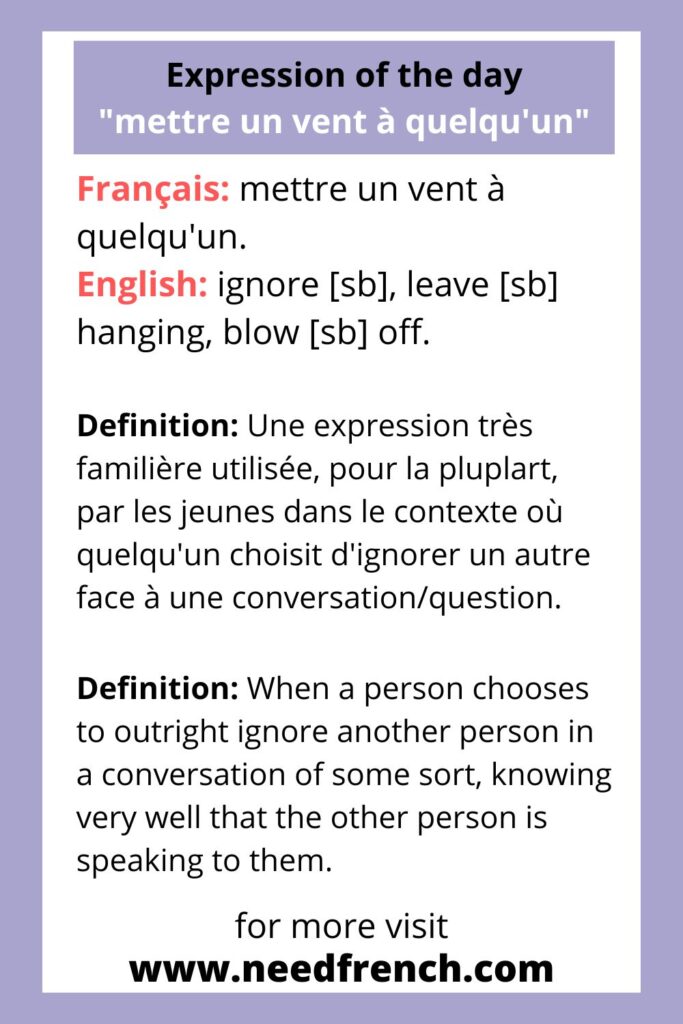 Expression of the day "mettre un vent à quelqu'un"