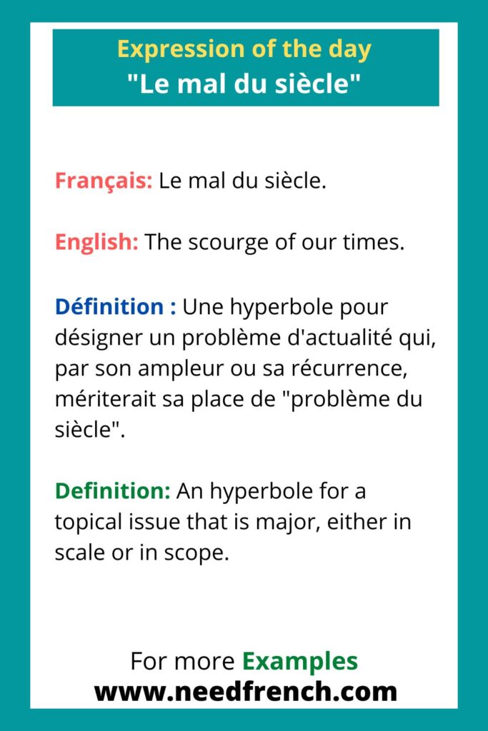 Expression of the day "Le mal du siècle"