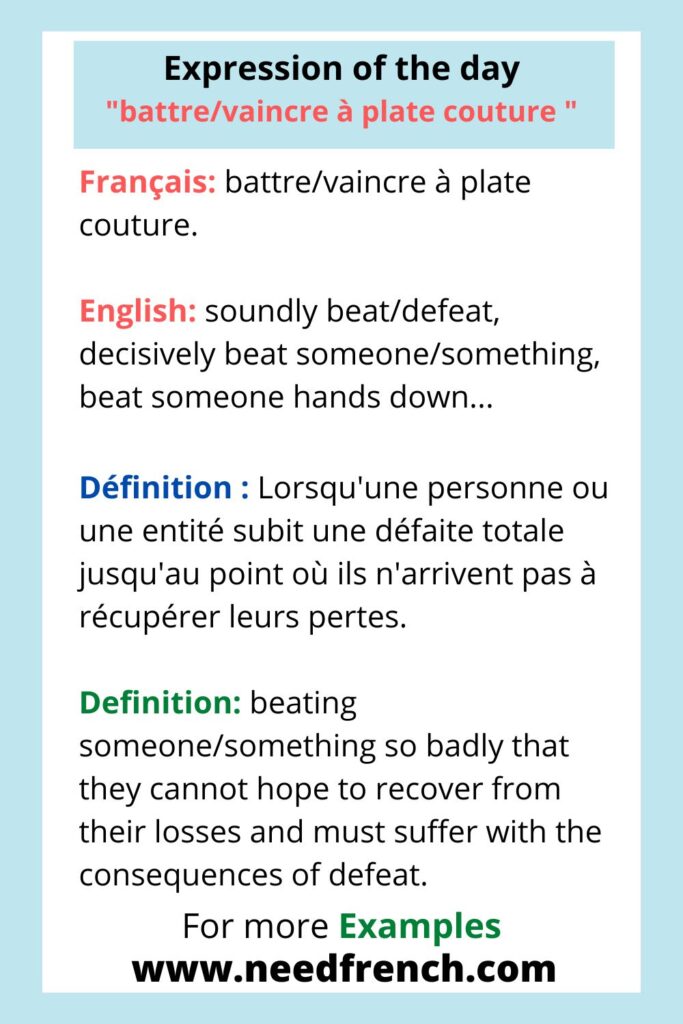 Expression of the day “battre/vaincre à plate couture”