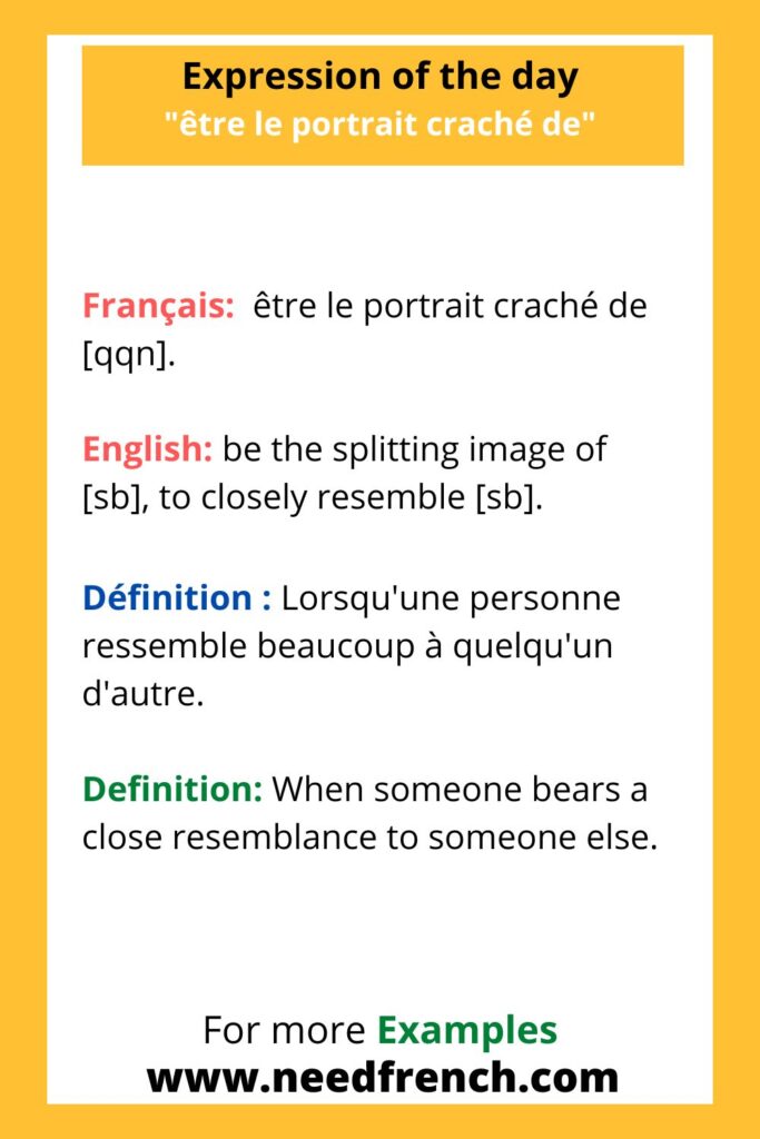 Expression of the day être le portrait craché de