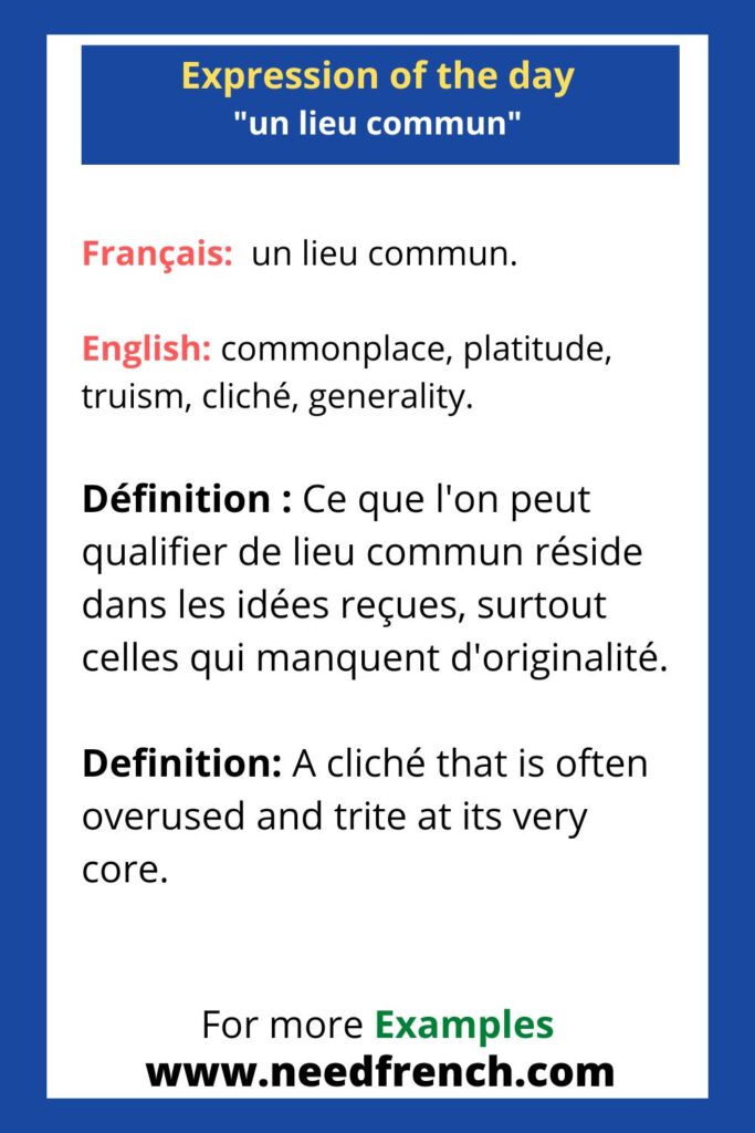 Expression of the day "un lieu commun"