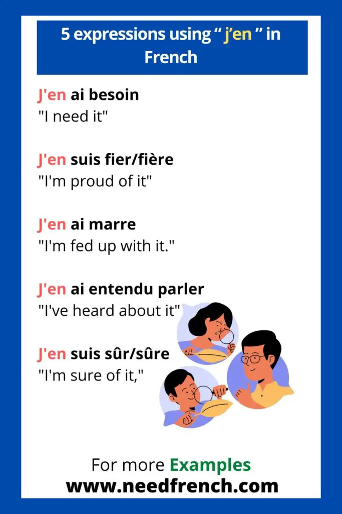 5 expressions using “ j’en ” in French
