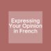 Expressing Your Opinion in French