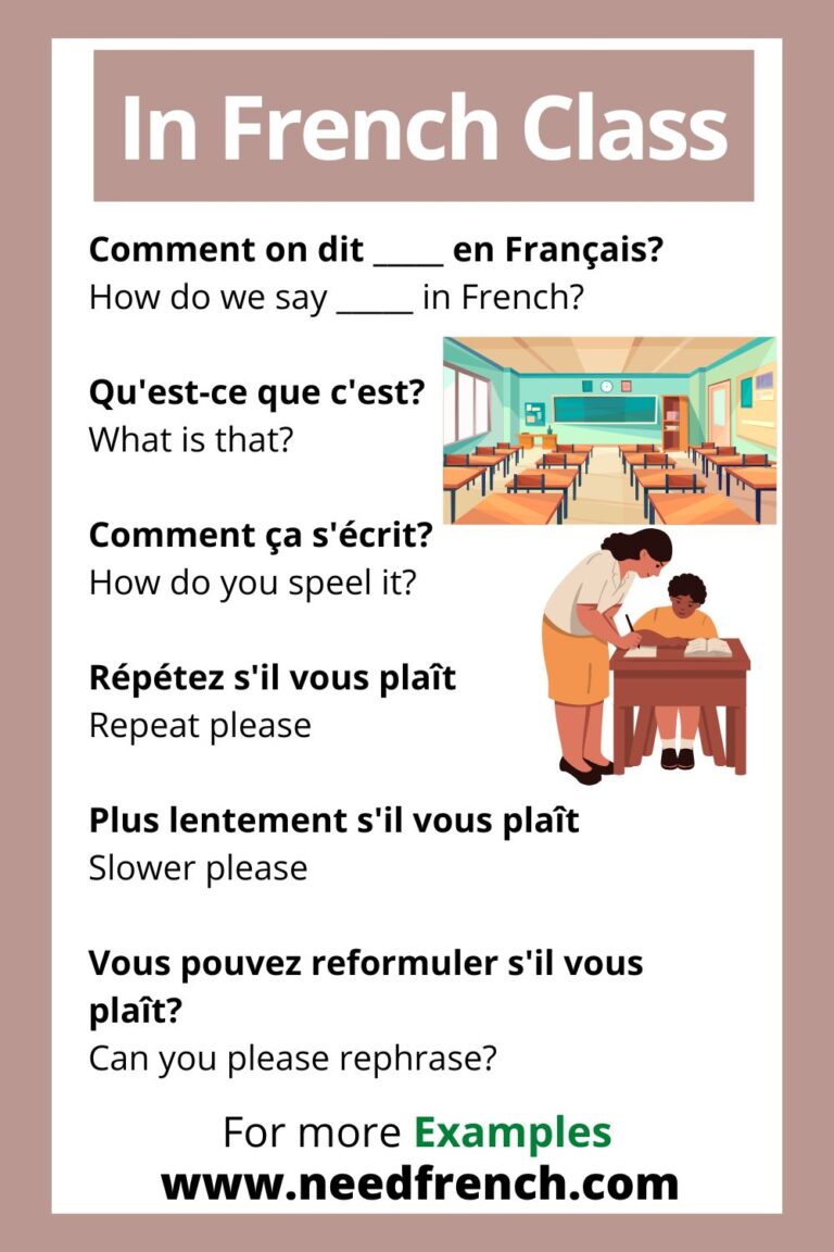 French Class: Essential Phrases And Sentences - NeedFrench