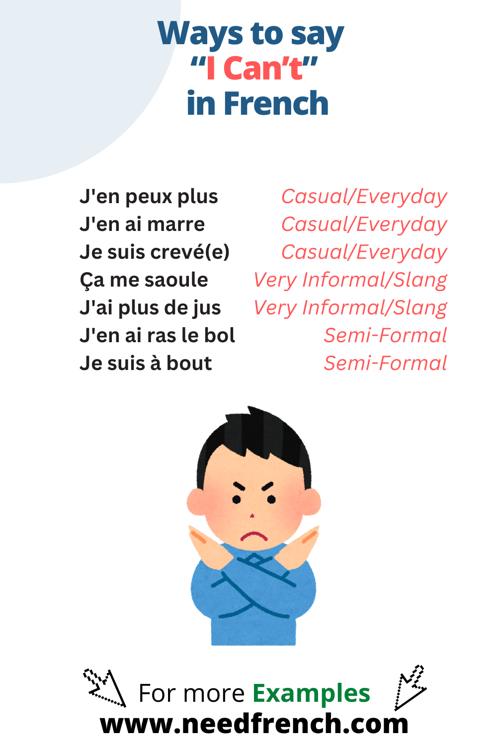 Ways to Say i can't in French